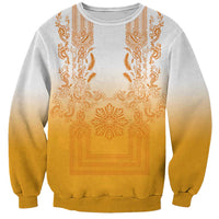 Philippines Barong Style Sweatshirt with Polynesian Art and Leaf Motif Yellow Color LT03 Unisex Yellow - Polynesian Pride