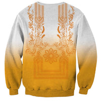 Philippines Barong Style Sweatshirt with Polynesian Art and Leaf Motif Yellow Color LT03 - Polynesian Pride