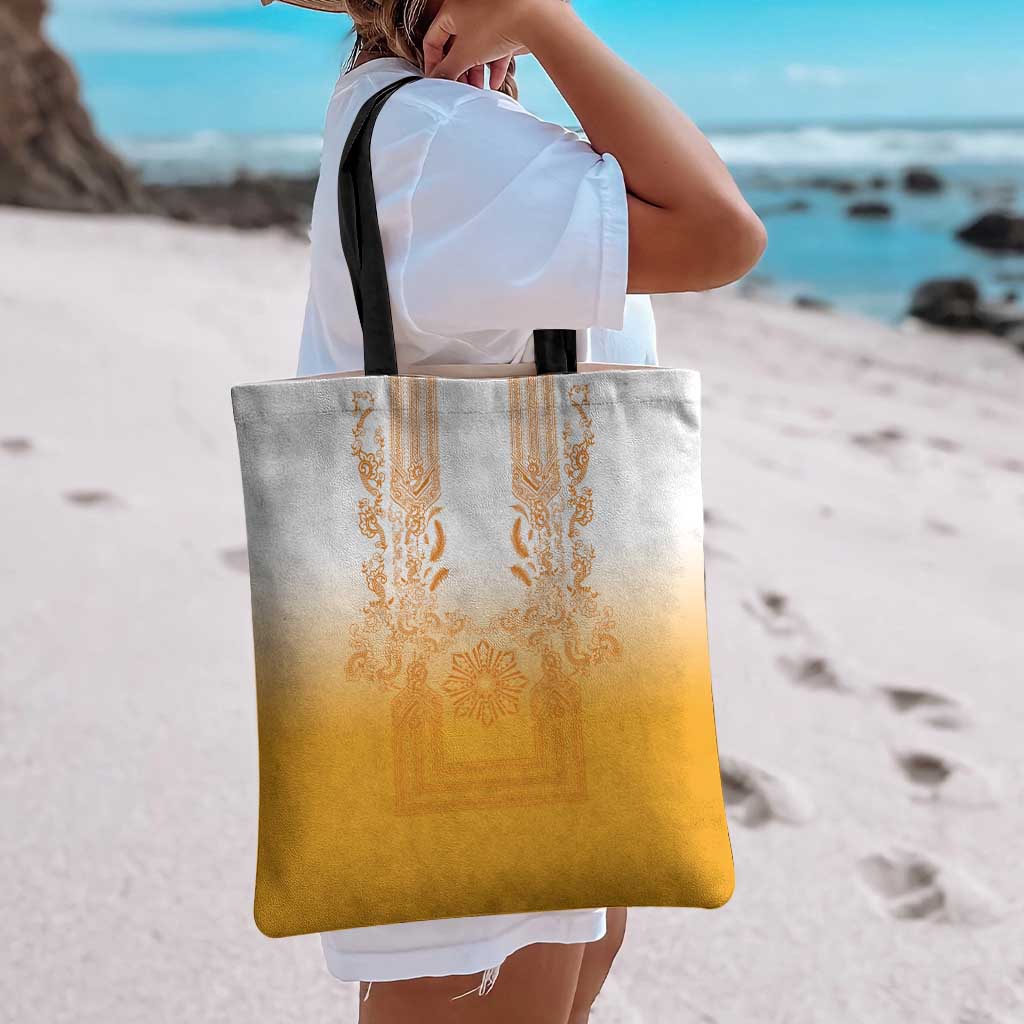 Philippines Barong Style Tote Bag with Polynesian Art and Leaf Motif Yellow Color LT03 - Polynesian Pride