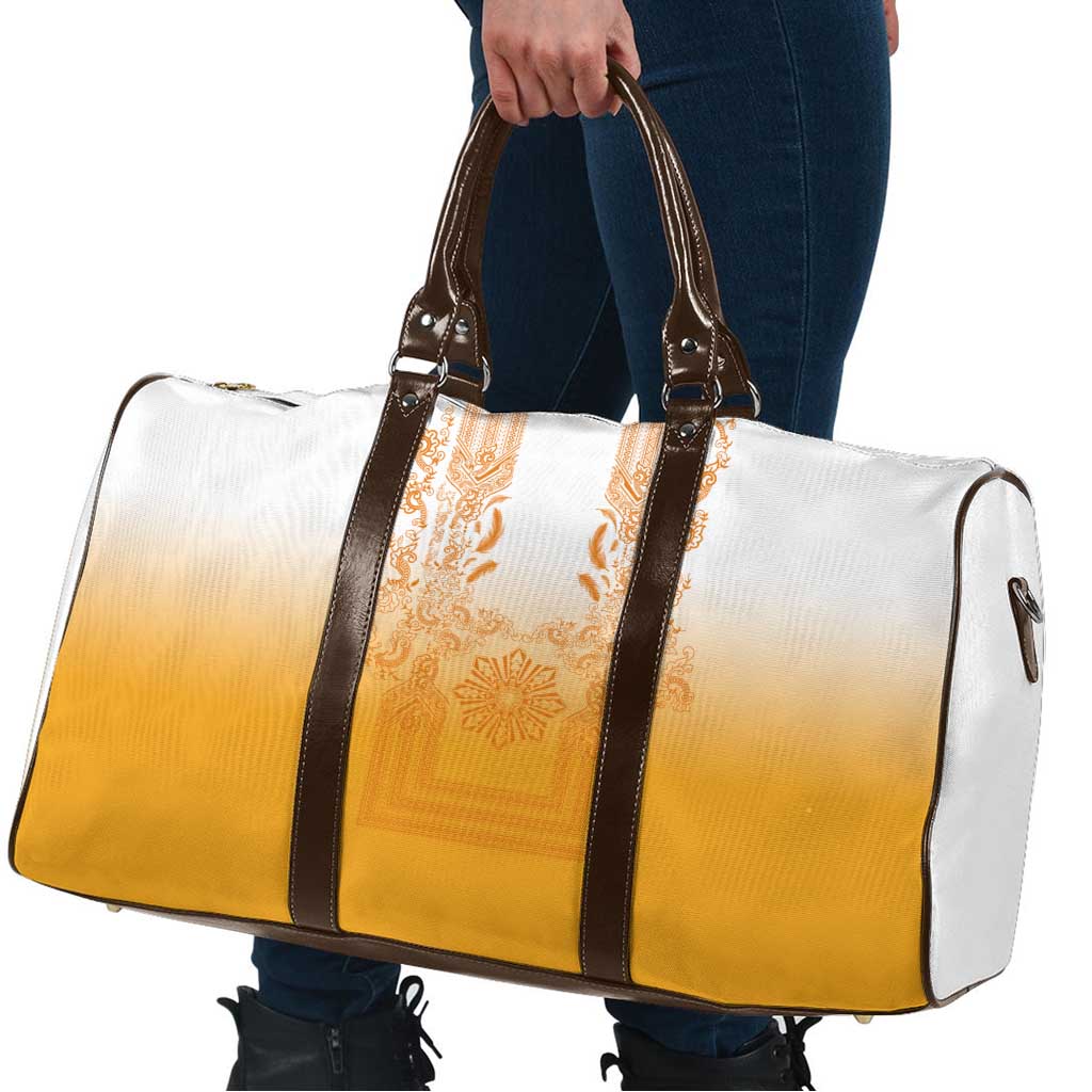 Philippines Barong Style Travel Bag with Polynesian Art and Leaf Motif Yellow Color LT03 - Polynesian Pride