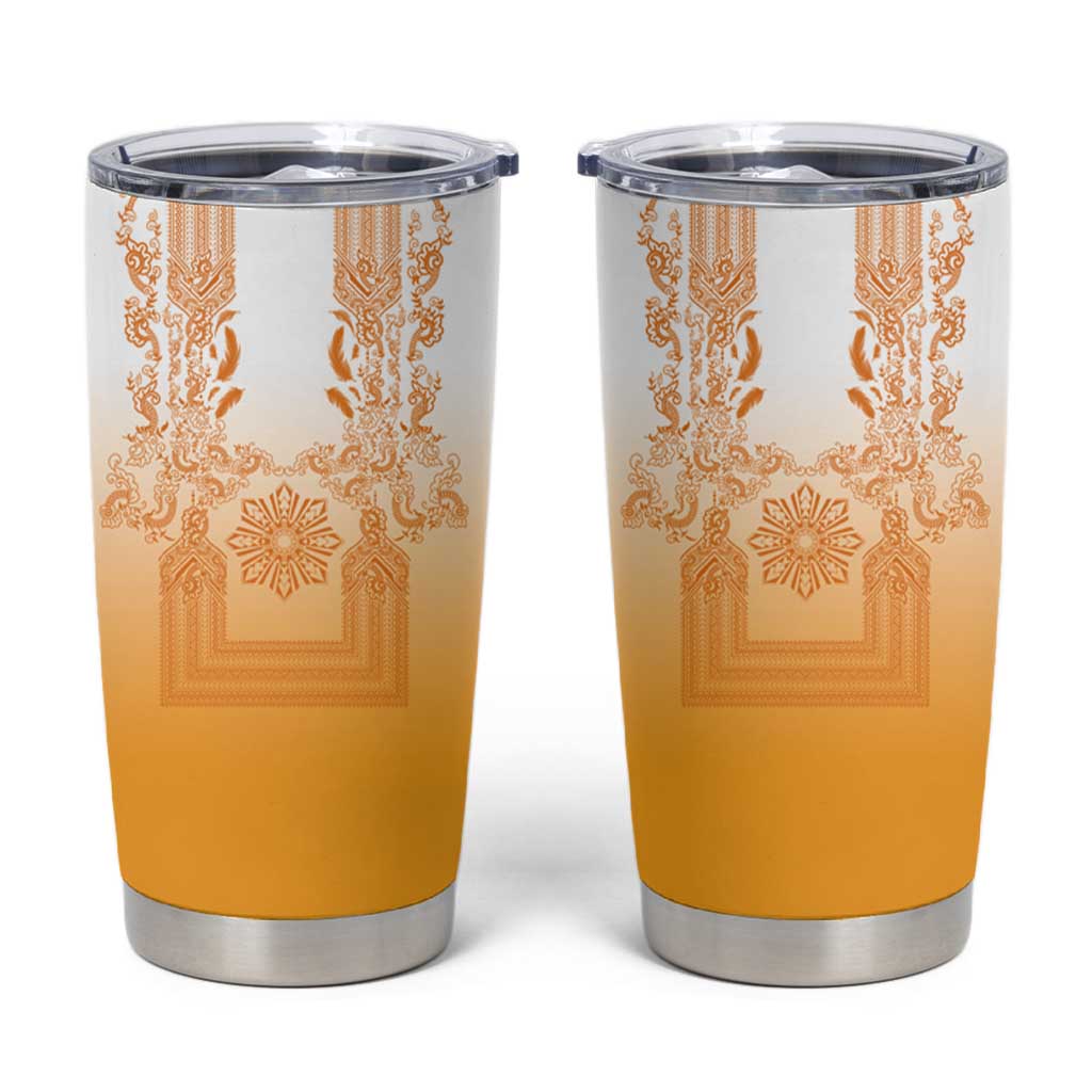 Philippines Barong Style Tumbler Cup with Polynesian Art and Leaf Motif Yellow Color LT03 Yellow - Polynesian Pride