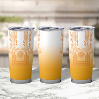 Philippines Barong Style Tumbler Cup with Polynesian Art and Leaf Motif Yellow Color LT03 - Polynesian Pride