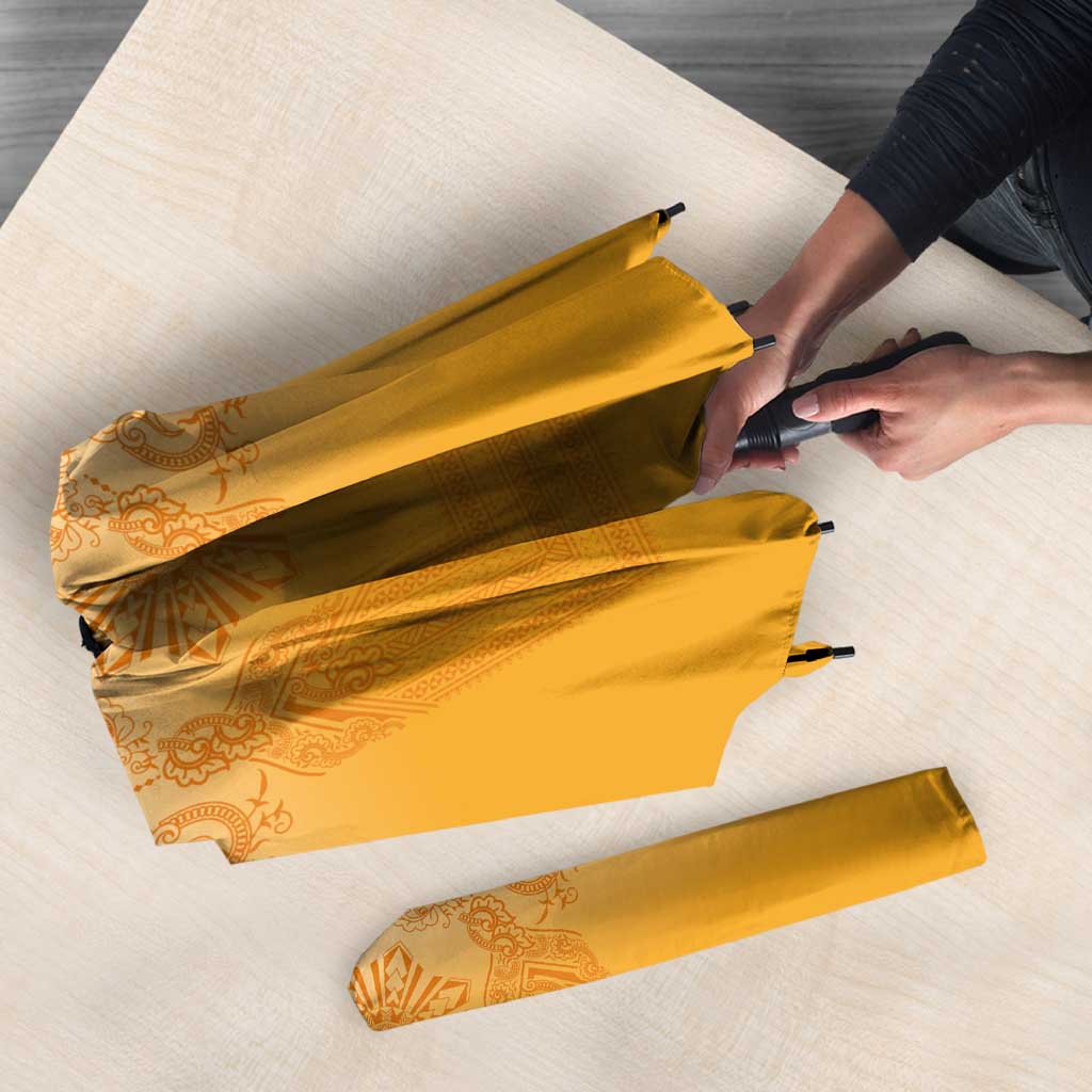 Philippines Barong Style Umbrella with Polynesian Art and Leaf Motif Yellow Color LT03 - Polynesian Pride