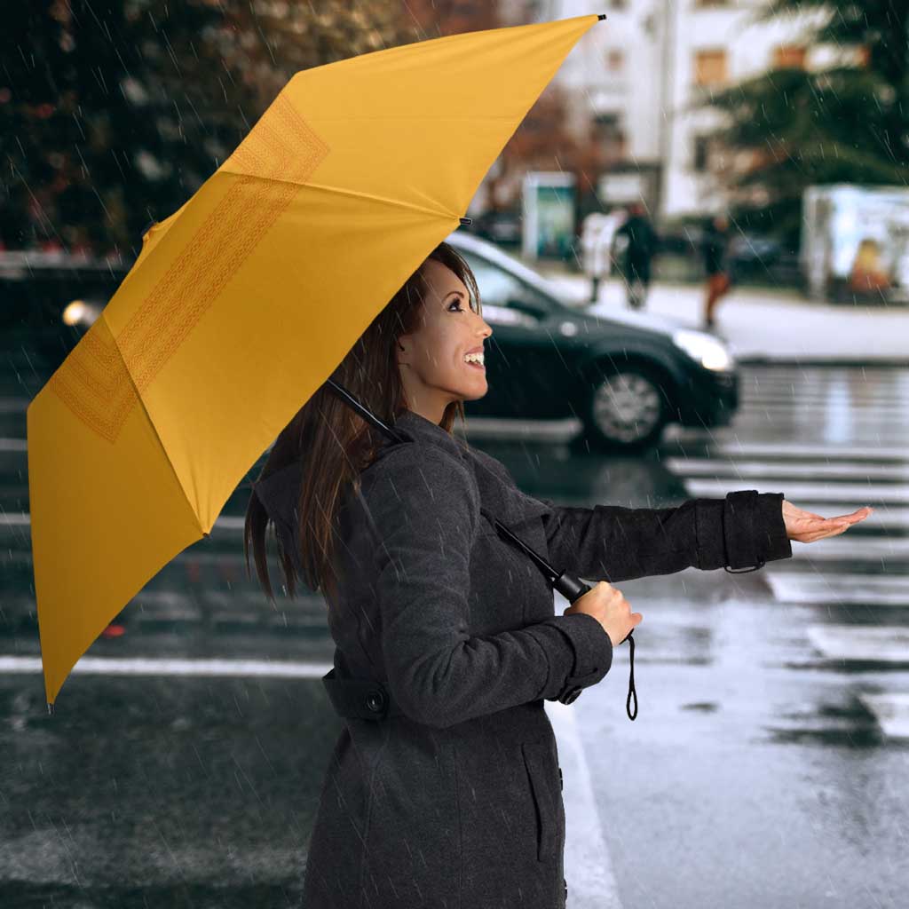 Philippines Barong Style Umbrella with Polynesian Art and Leaf Motif Yellow Color LT03 - Polynesian Pride