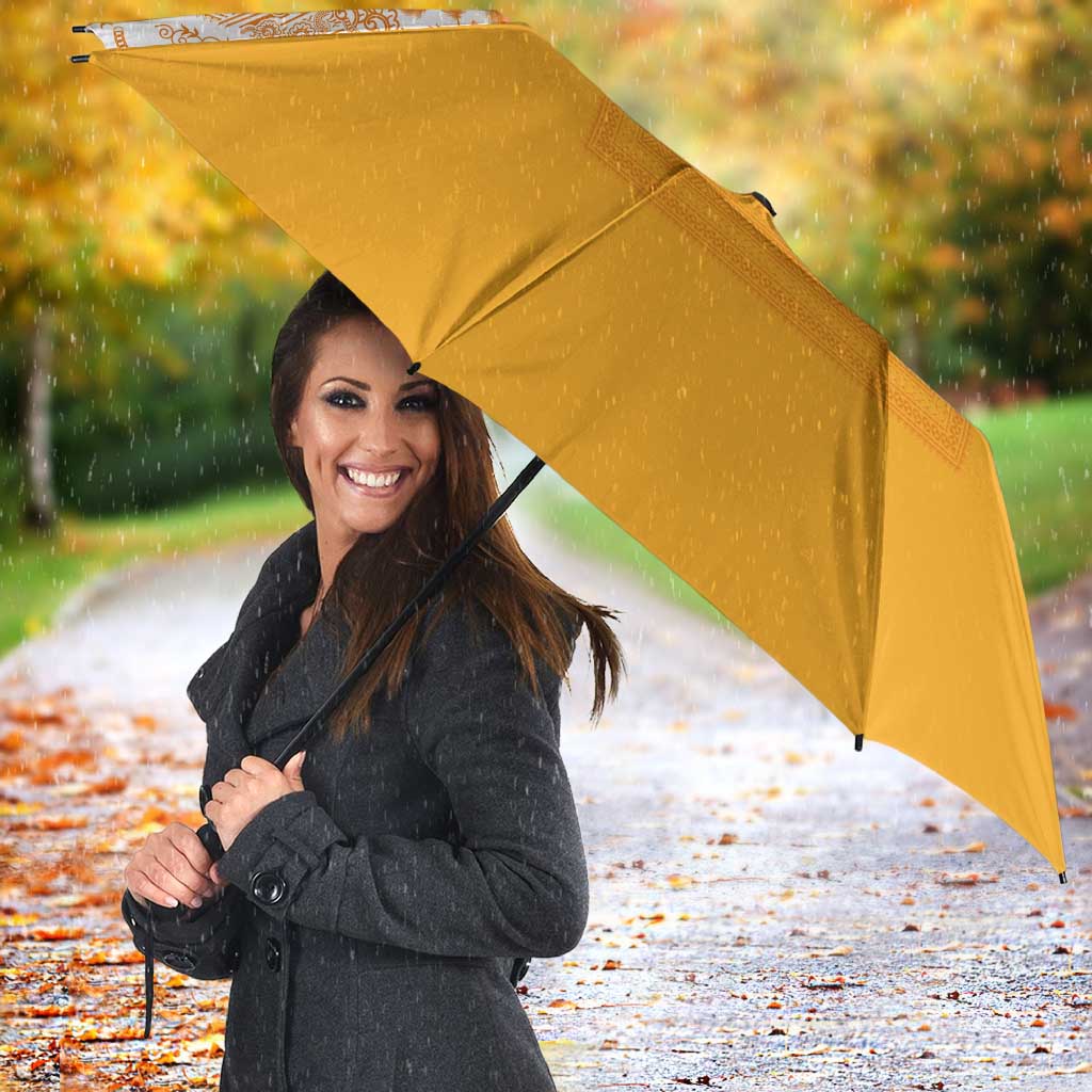 Philippines Barong Style Umbrella with Polynesian Art and Leaf Motif Yellow Color LT03 - Polynesian Pride
