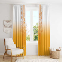 Philippines Barong Style Window Curtain with Polynesian Art and Leaf Motif Yellow Color