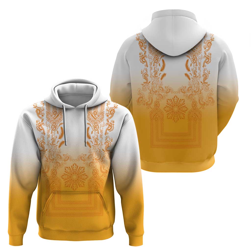 Philippines Barong Style Zip Hoodie with Polynesian Art and Leaf Motif Yellow Color LT03 - Polynesian Pride