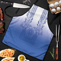 Philippines Barong Style Apron with Polynesian Art and Leaf Motif Blue Color LT03 Blue - Polynesian Pride