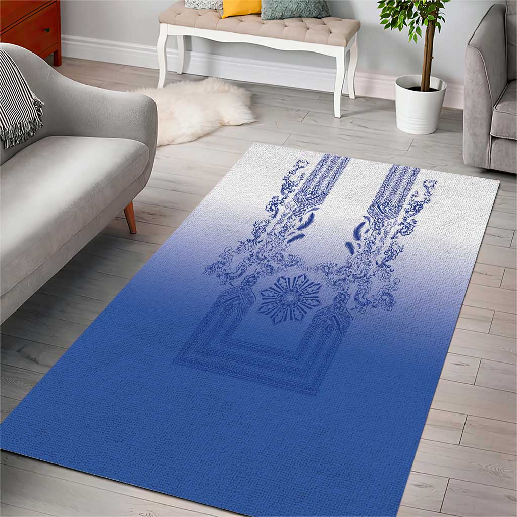 Philippines Barong Style Area Rug with Polynesian Art and Leaf Motif Blue Color LT03 - Polynesian Pride