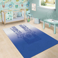Philippines Barong Style Area Rug with Polynesian Art and Leaf Motif Blue Color LT03 - Polynesian Pride