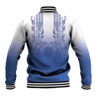 Philippines Barong Style Baseball Jacket with Polynesian Art and Leaf Motif Blue Color LT03 - Polynesian Pride