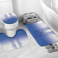 Philippines Barong Style Bathroom Set with Polynesian Art and Leaf Motif Blue Color LT03 Mat Set Only (3 pcs) One Size Blue - Polynesian Pride