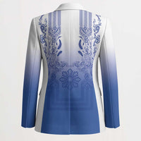 Philippines Barong Style Blazer with Polynesian Art and Leaf Motif Blue Color LT03 - Polynesian Pride