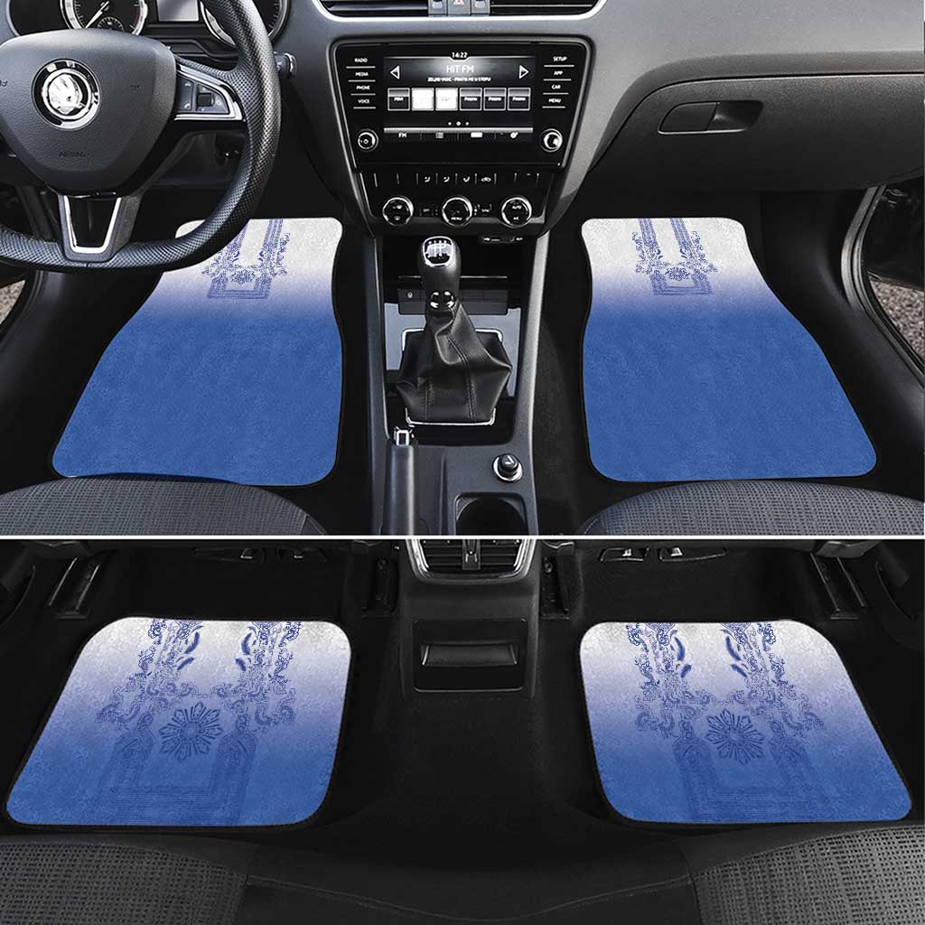 Philippines Barong Style Car Mats with Polynesian Art and Leaf Motif Blue Color LT03 Set 4pcs Blue - Polynesian Pride