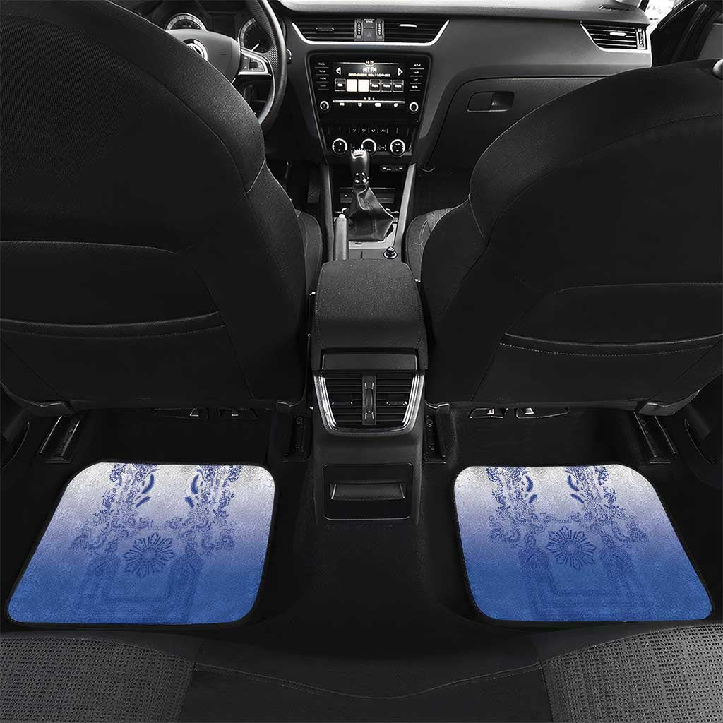 Philippines Barong Style Car Mats with Polynesian Art and Leaf Motif Blue Color LT03 Set 2pcs - Back Blue - Polynesian Pride
