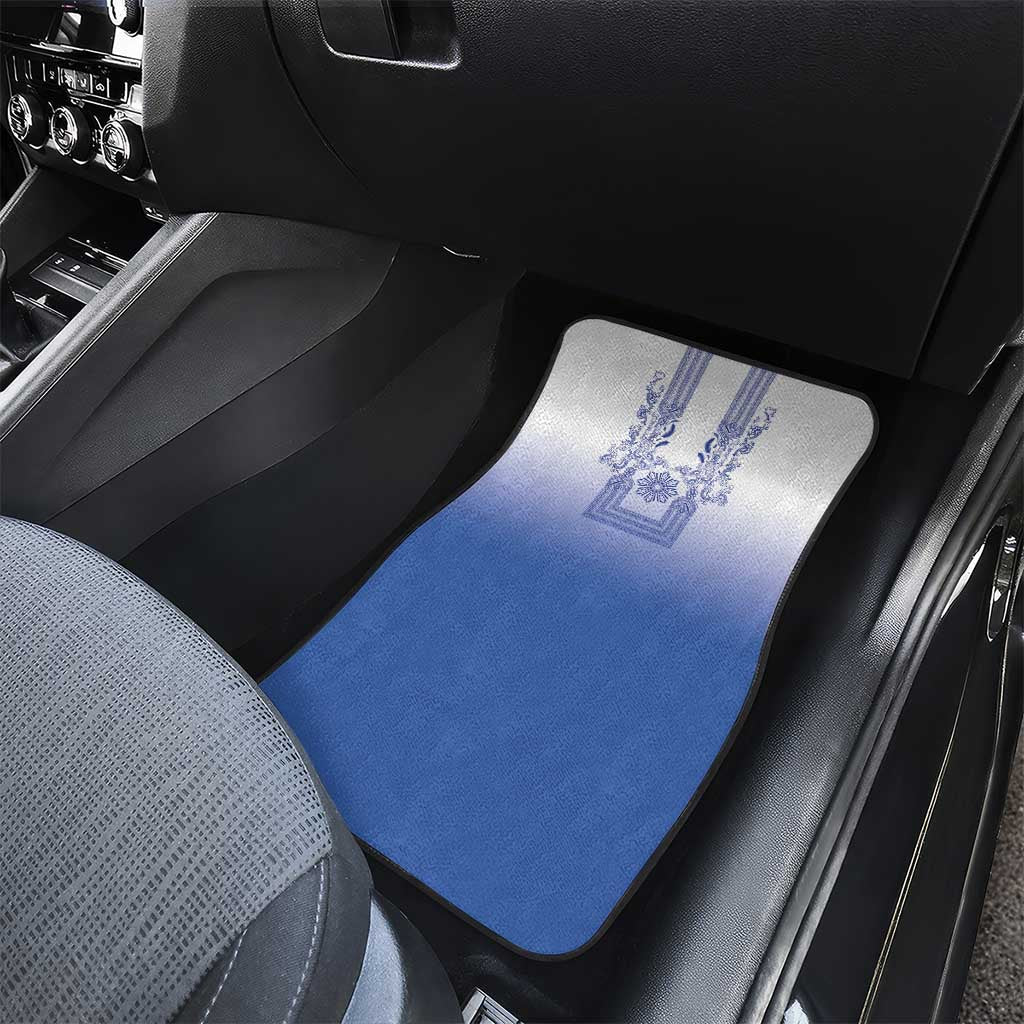 Philippines Barong Style Car Mats with Polynesian Art and Leaf Motif Blue Color LT03 - Polynesian Pride