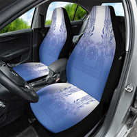 Philippines Barong Style Car Seat Cover with Polynesian Art and Leaf Motif Blue Color LT03 - Polynesian Pride