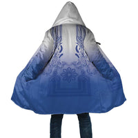 Philippines Barong Style Cloak with Polynesian Art and Leaf Motif Blue Color