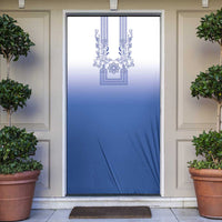 Philippines Barong Style Door Cover with Polynesian Art and Leaf Motif Blue Color LT03 Blue - Polynesian Pride