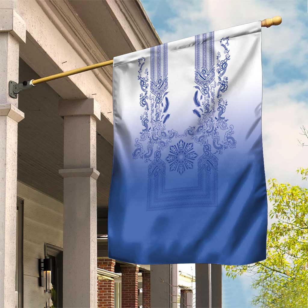 Philippines Barong Style Garden Flag with Polynesian Art and Leaf Motif Blue Color LT03 House Flag Blue - Polynesian Pride