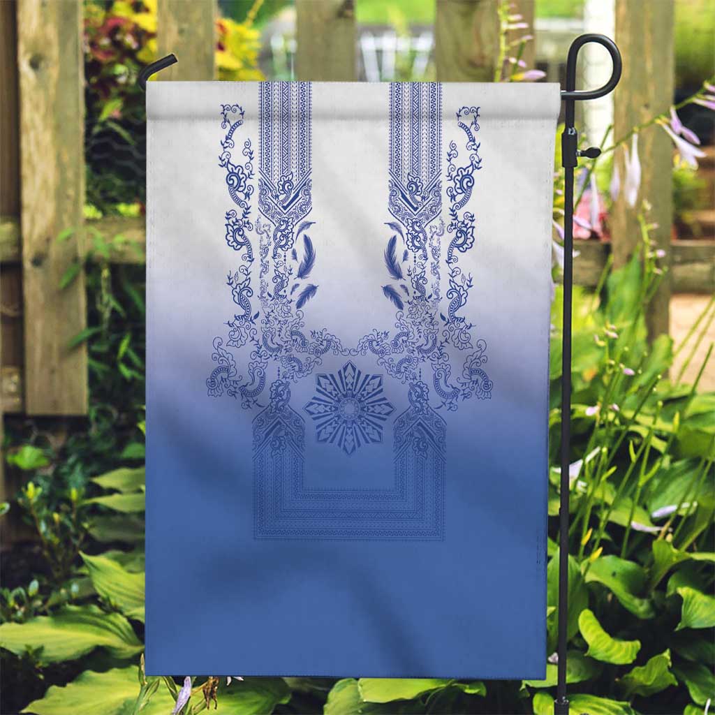 Philippines Barong Style Garden Flag with Polynesian Art and Leaf Motif Blue Color LT03 Garden Flag Blue - Polynesian Pride