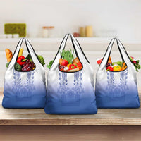 Philippines Barong Style Grocery Bag with Polynesian Art and Leaf Motif Blue Color LT03 3-pack One Size Blue - Polynesian Pride