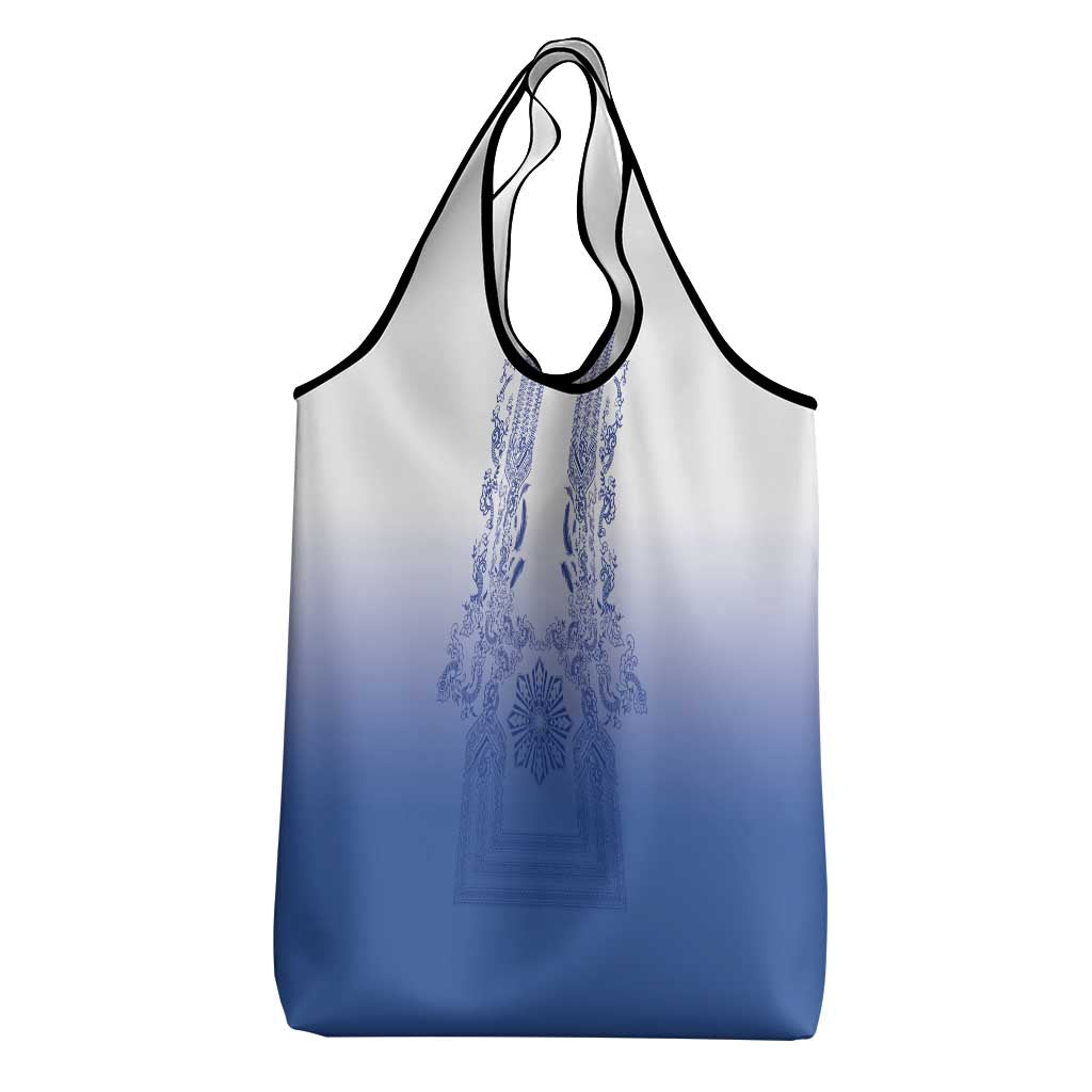 Philippines Barong Style Grocery Bag with Polynesian Art and Leaf Motif Blue Color LT03 - Polynesian Pride