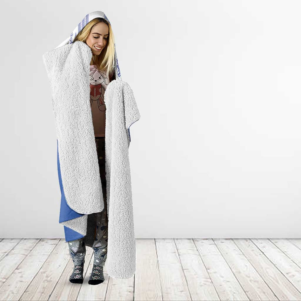 Philippines Barong Style Hooded Blanket with Polynesian Art and Leaf Motif Blue Color LT03 - Polynesian Pride