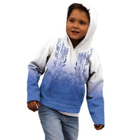 Philippines Barong Style Kid Hoodie with Polynesian Art and Leaf Motif Blue Color LT03 - Polynesian Pride