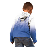 Philippines Barong Style Kid Hoodie with Polynesian Art and Leaf Motif Blue Color LT03 - Polynesian Pride
