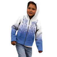 Philippines Barong Style Kid Hoodie with Polynesian Art and Leaf Motif Blue Color LT03 - Polynesian Pride