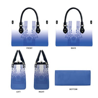 Philippines Barong Style Leather Bag with Polynesian Art and Leaf Motif Blue Color LT03 - Polynesian Pride
