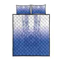 Philippines Barong Style Quilt Bed Set with Polynesian Art and Leaf Motif Blue Color LT03 - Polynesian Pride