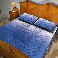 Philippines Barong Style Quilt Bed Set with Polynesian Art and Leaf Motif Blue Color LT03 - Polynesian Pride