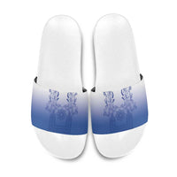 Philippines Barong Style Slide Sandals with Polynesian Art and Leaf Motif Blue Color LT03 Blue - Polynesian Pride