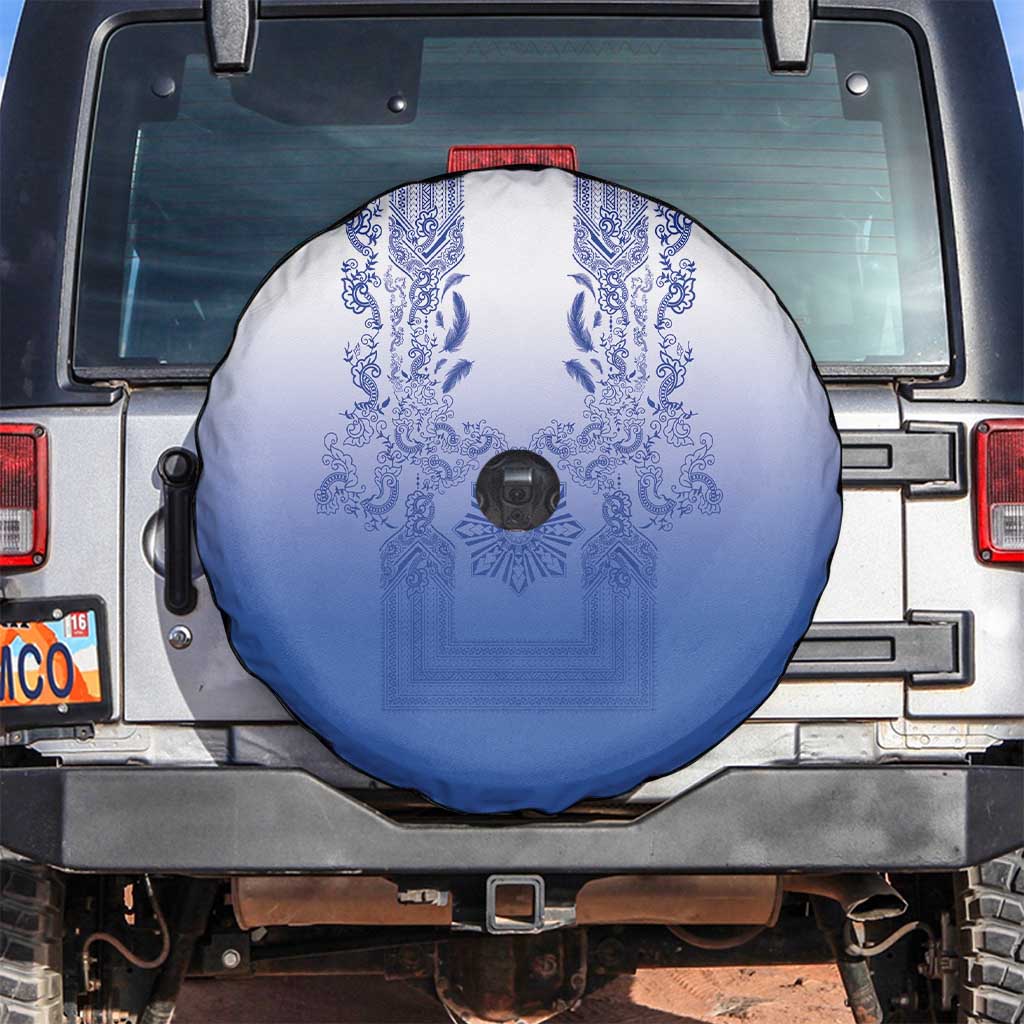 Philippines Barong Style Spare Tire Cover with Polynesian Art and Leaf Motif Blue Color LT03 Blue - Polynesian Pride