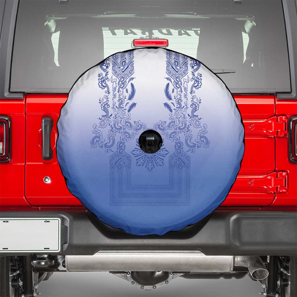 Philippines Barong Style Spare Tire Cover with Polynesian Art and Leaf Motif Blue Color LT03 - Polynesian Pride
