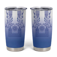 Philippines Barong Style Tumbler Cup with Polynesian Art and Leaf Motif Blue Color LT03 Blue - Polynesian Pride