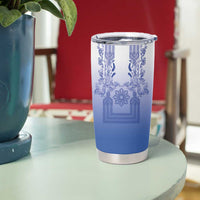 Philippines Barong Style Tumbler Cup with Polynesian Art and Leaf Motif Blue Color LT03 - Polynesian Pride