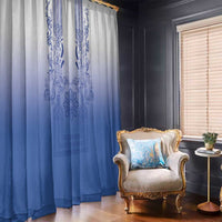 Philippines Barong Style Window Curtain with Polynesian Art and Leaf Motif Blue Color LT03 - Polynesian Pride