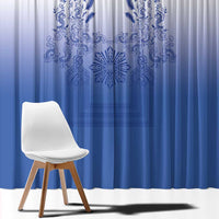 Philippines Barong Style Window Curtain with Polynesian Art and Leaf Motif Blue Color LT03 - Polynesian Pride