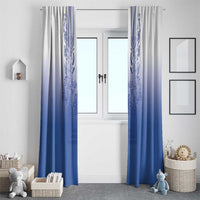 Philippines Barong Style Window Curtain with Polynesian Art and Leaf Motif Blue Color LT03 - Polynesian Pride