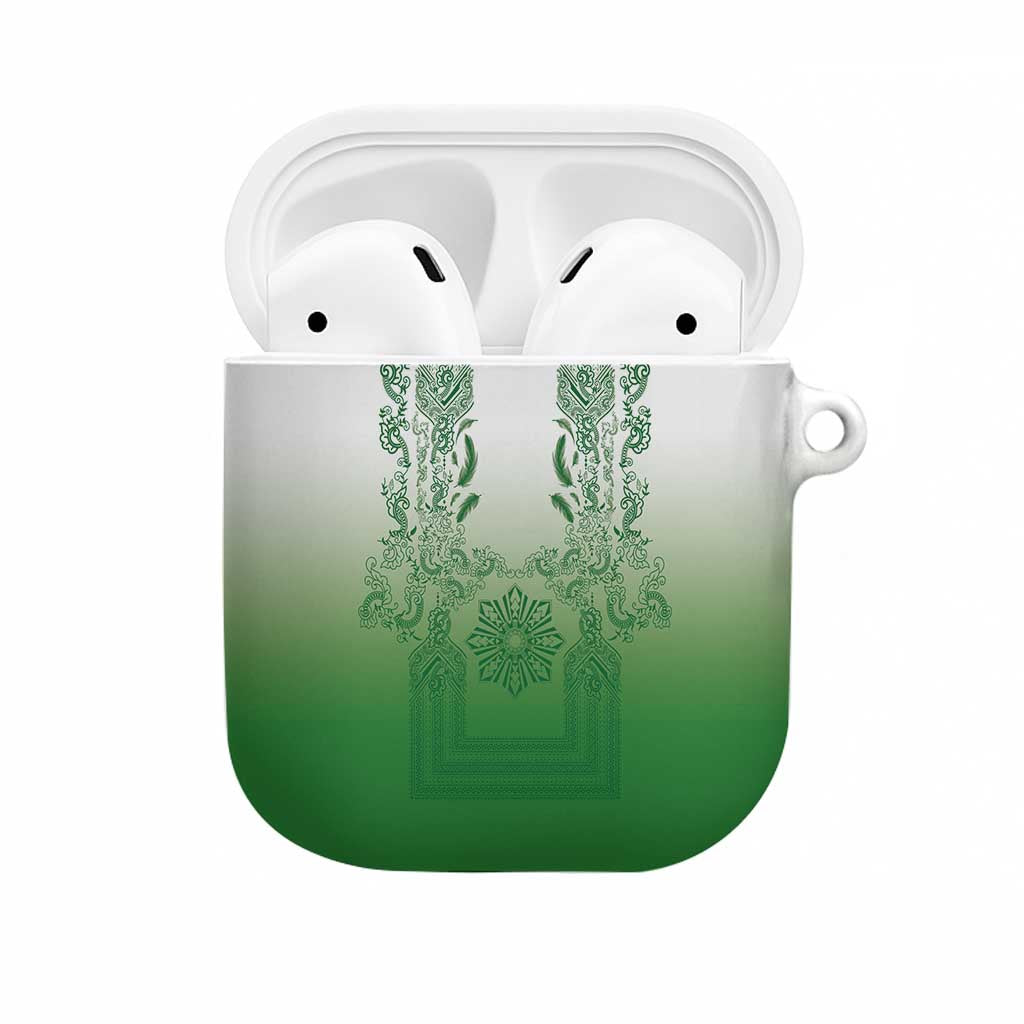 Philippines Barong Style AirPods Case with Polynesian Art and Leaf Motif Green Color LT03 Green - Polynesian Pride