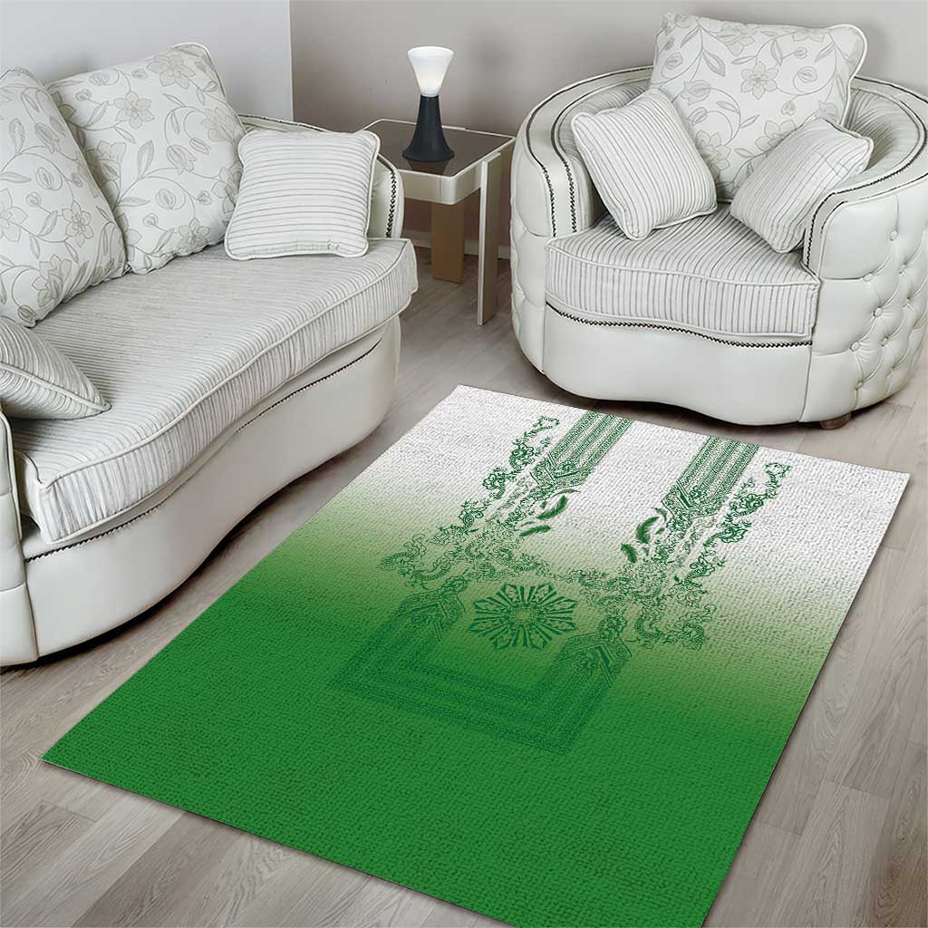 Philippines Barong Style Area Rug with Polynesian Art and Leaf Motif Green Color LT03 - Polynesian Pride