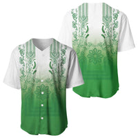 Philippines Barong Style Baseball Jersey with Polynesian Art and Leaf Motif Green Color LT03 - Polynesian Pride