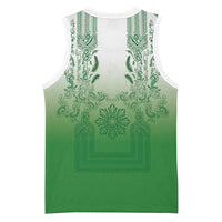 Philippines Barong Style Basketball Jersey with Polynesian Art and Leaf Motif Green Color LT03 - Polynesian Pride