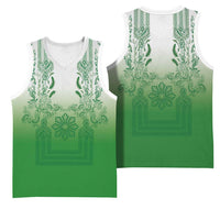 Philippines Barong Style Basketball Jersey with Polynesian Art and Leaf Motif Green Color LT03 - Polynesian Pride