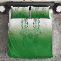 Philippines Barong Style Bedding Set with Polynesian Art and Leaf Motif Green Color LT03 Green - Polynesian Pride