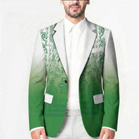 Philippines Barong Style Blazer with Polynesian Art and Leaf Motif Green Color LT03 - Polynesian Pride