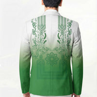 Philippines Barong Style Blazer with Polynesian Art and Leaf Motif Green Color LT03 - Polynesian Pride